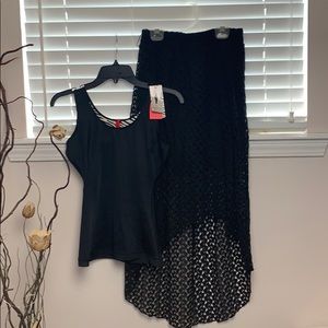 Spanx Top and Layered  Hi-Low Skirt Set